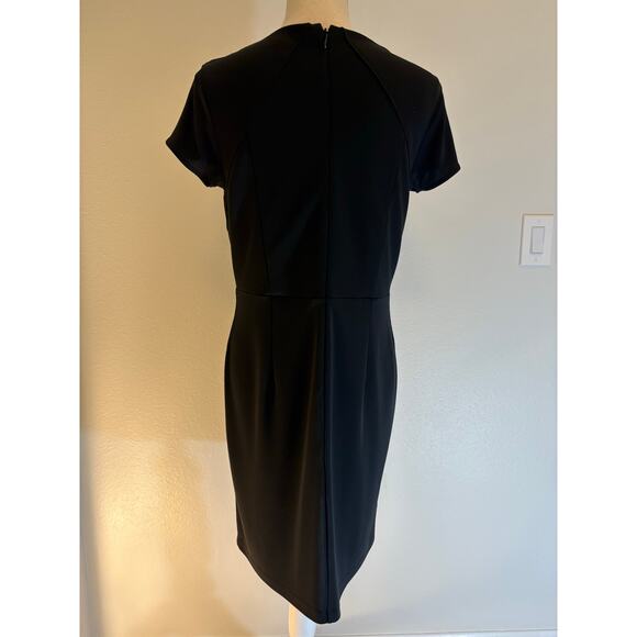 ANN TAYLOR Petite 10P Black Sheath Dress | Midi Stretch Classic Chic - Picture 3 of 7